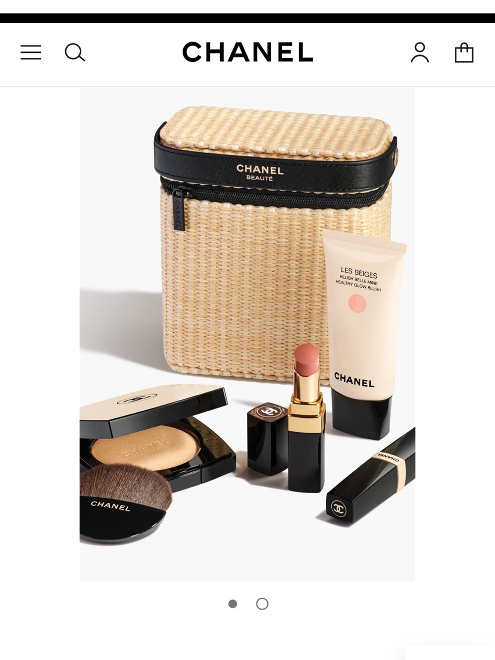 CHANEL Les Beiges Straw Cosmetic Case with Neutral Makeup - Picture 4 of 5